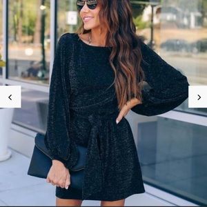 Vici Night vision balloon sleeve tie dress